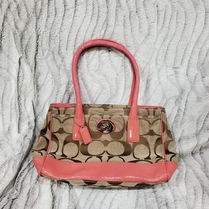COACH PINK / CORAL.AND TAN PURSE